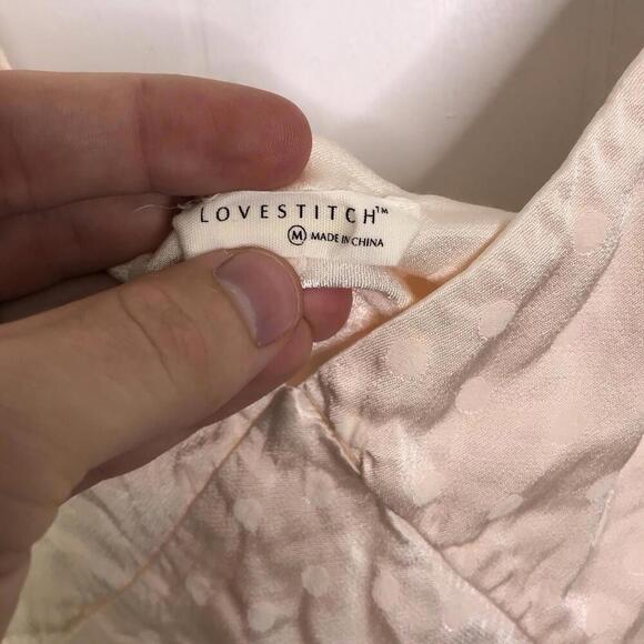 Love Stitch Dress Womens M Slip Polka Dot Babydoll Light Pink Asymmetrical Hem - Picture 5 of 7